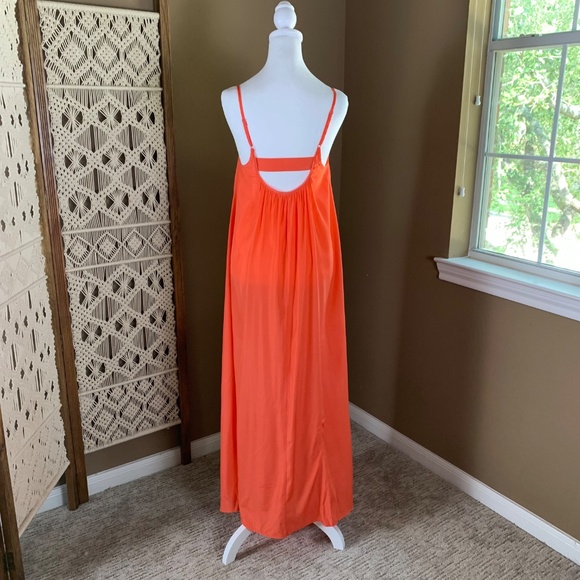 Pink Stitch Resort Maxi Dress Back Cutout Casual Vacation Size 4 Small Coral - Picture 3 of 11